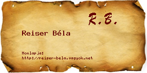 Reiser Béla névjegykártya